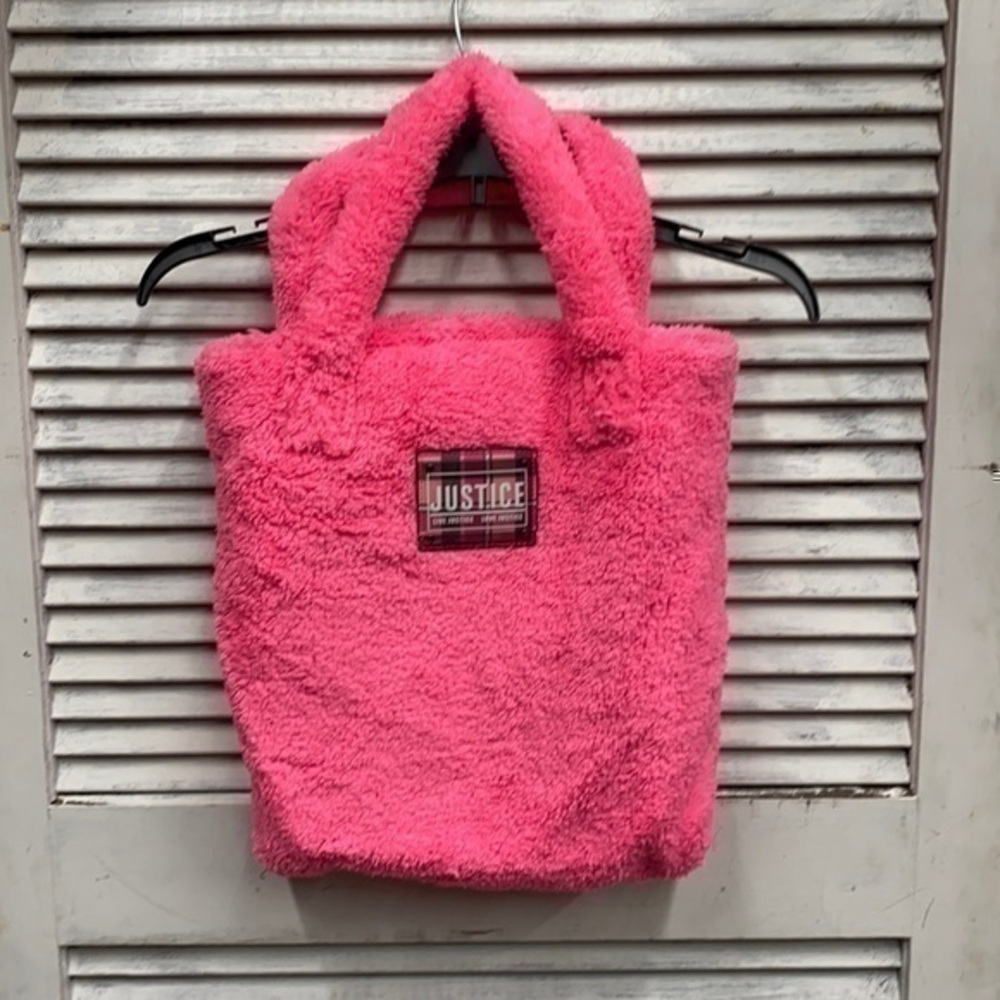 Justice Furry Pink Tote Bag 14 x 20 inches